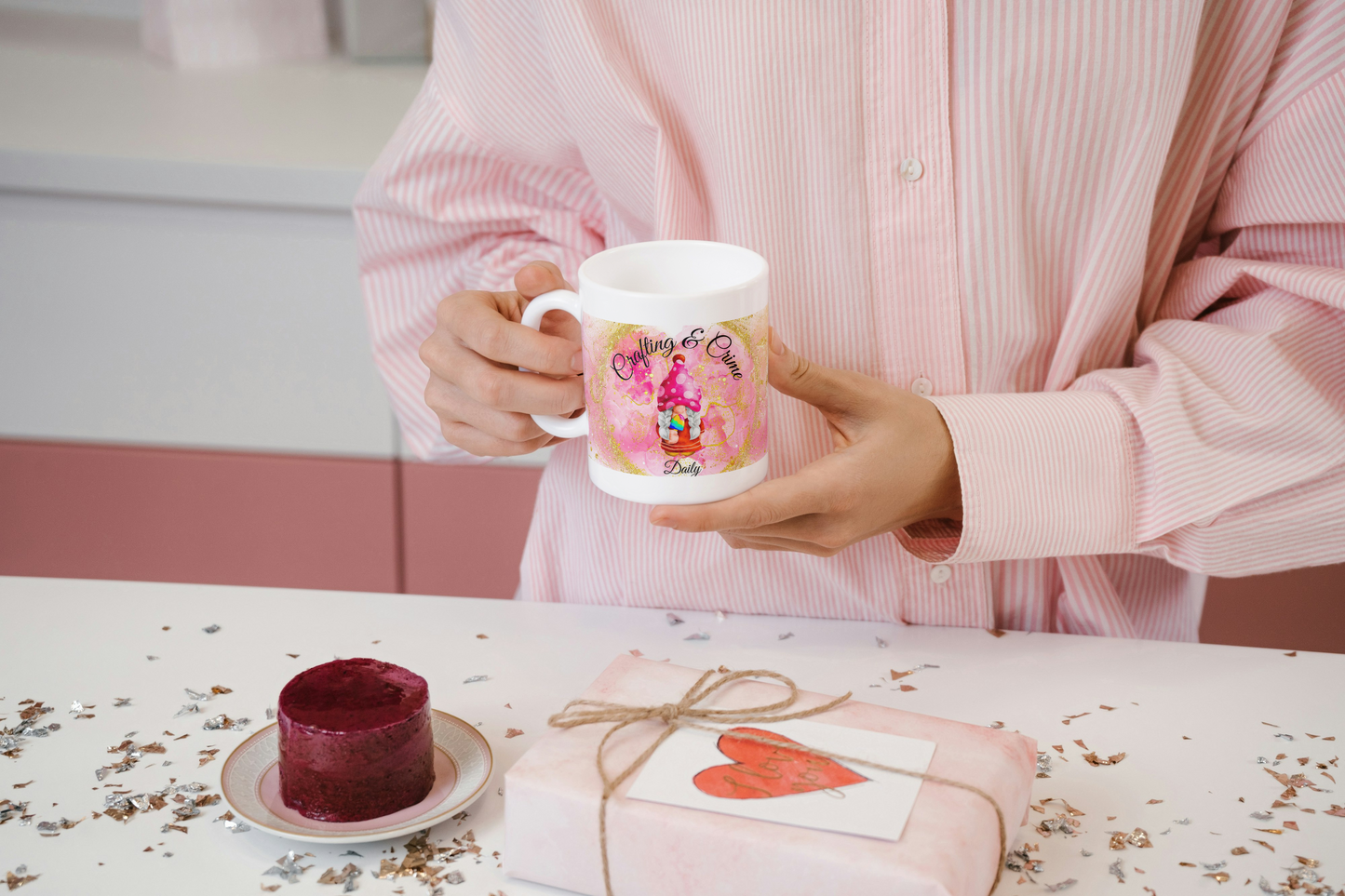 Coffee Mug 15 oz with Crafting and Crime Logo