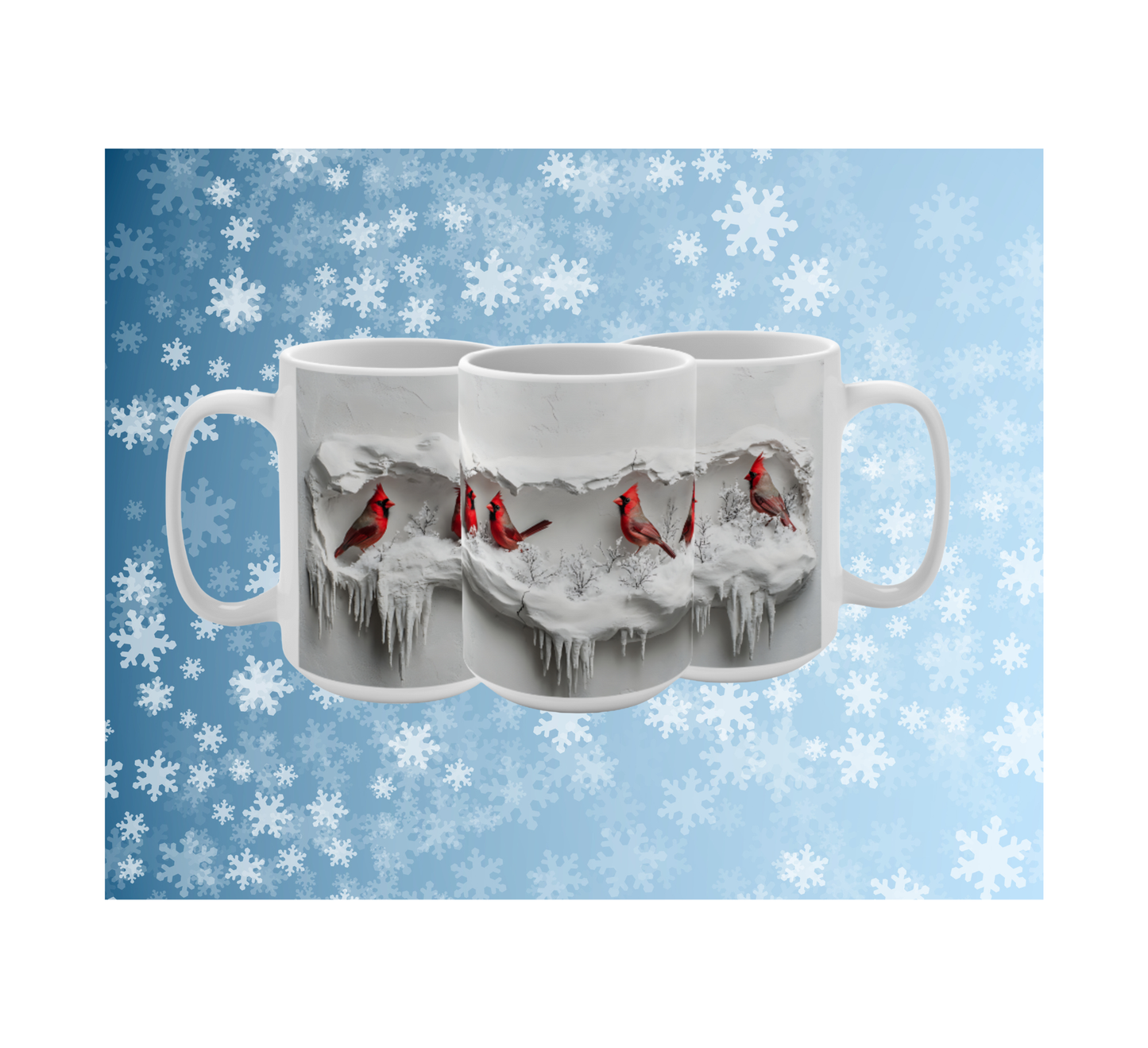 WInter 3D with Red Cardinals Coffee Mug 15oz (Copy)