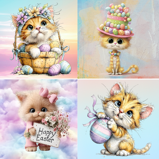 Easter Cats Mini Diamond Painting Kit