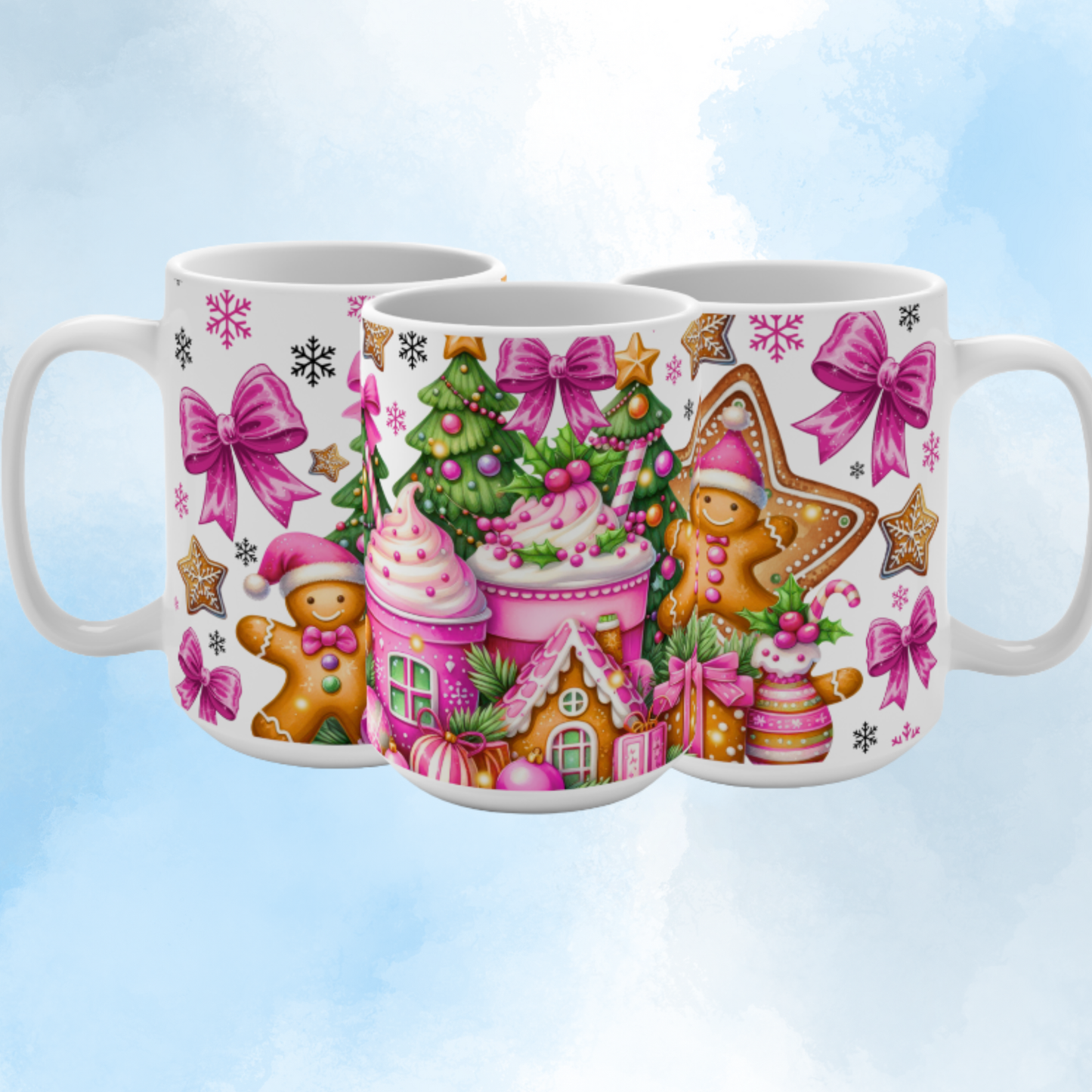 Pink Gingerbread Coffee Mug 15 OZ