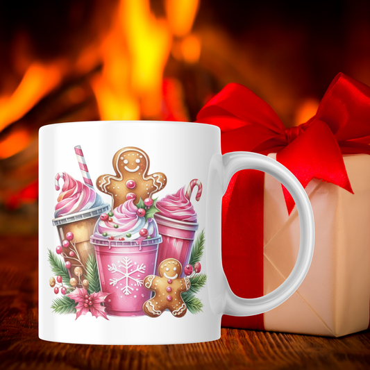 Pink Gingerbread Coffee Mug 15 OZ