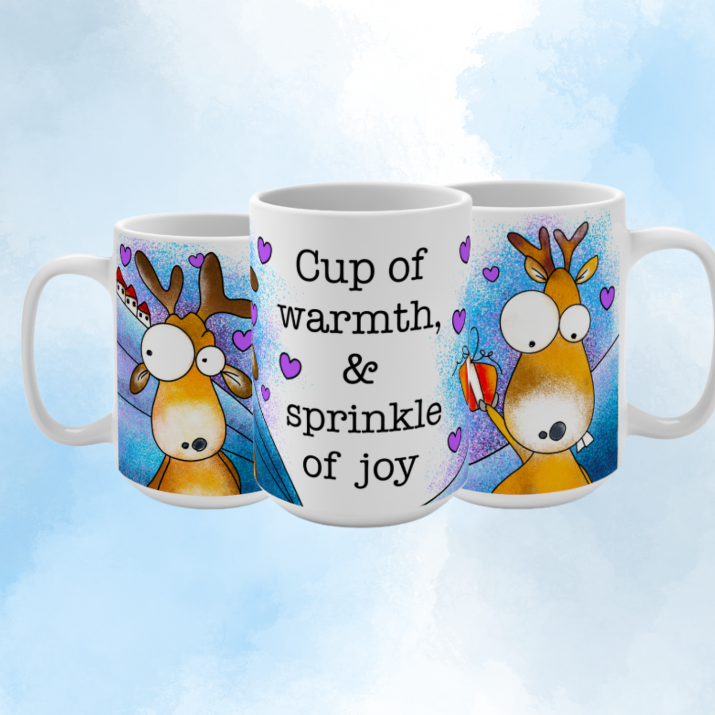 Cute Reindeers Coffee Mug 15 OZ