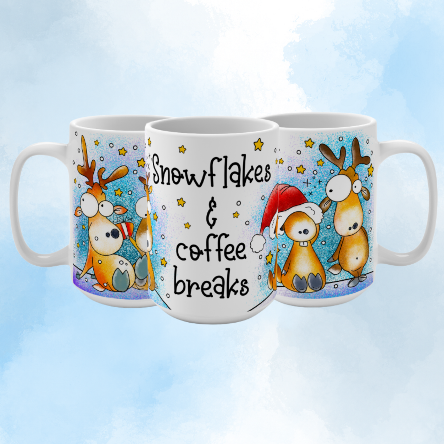 Cute Reindeers Coffee Mug 15 OZ