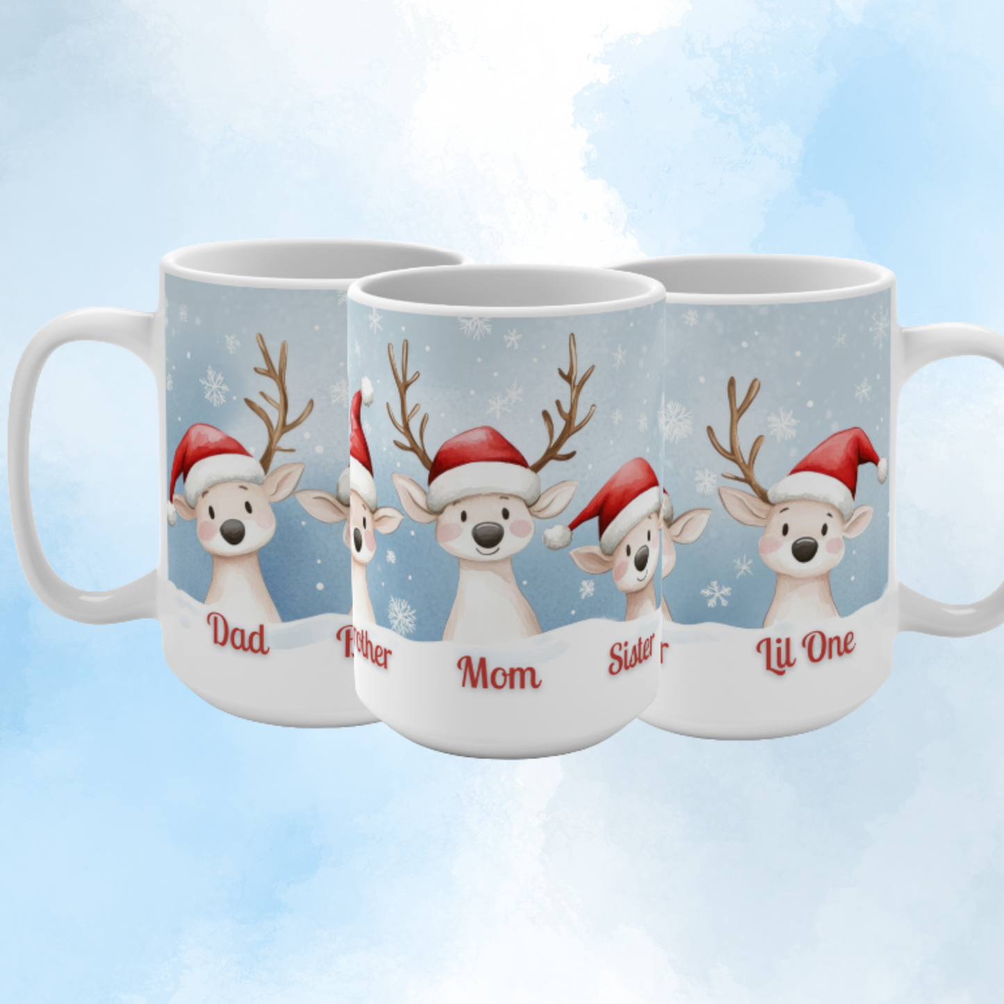 Reindeer Family Coffee Mug 15 OZ