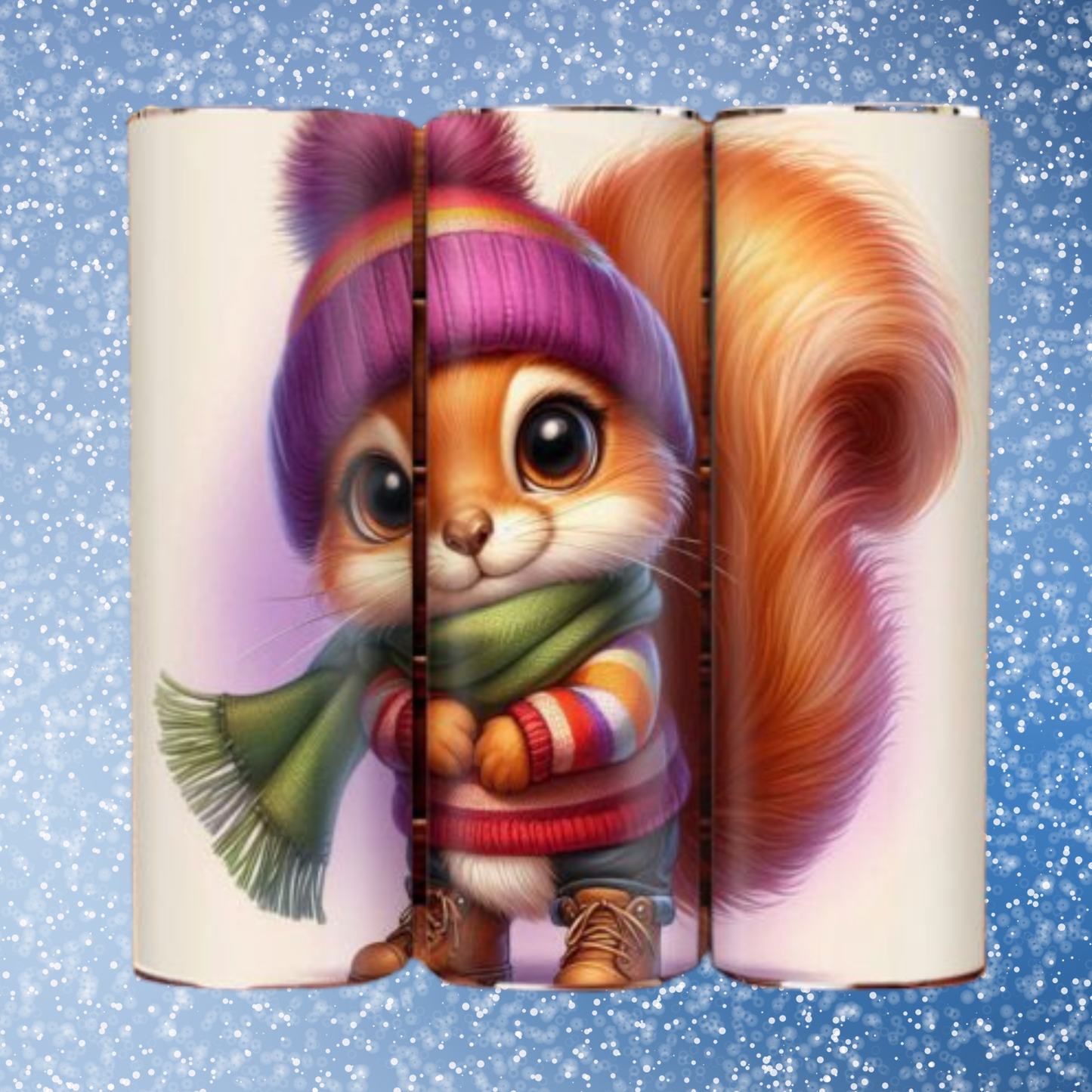 Winter Squirrel Slim 30 oz Tumbler