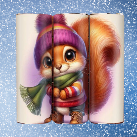Winter Squirrel Slim 30 oz Tumbler