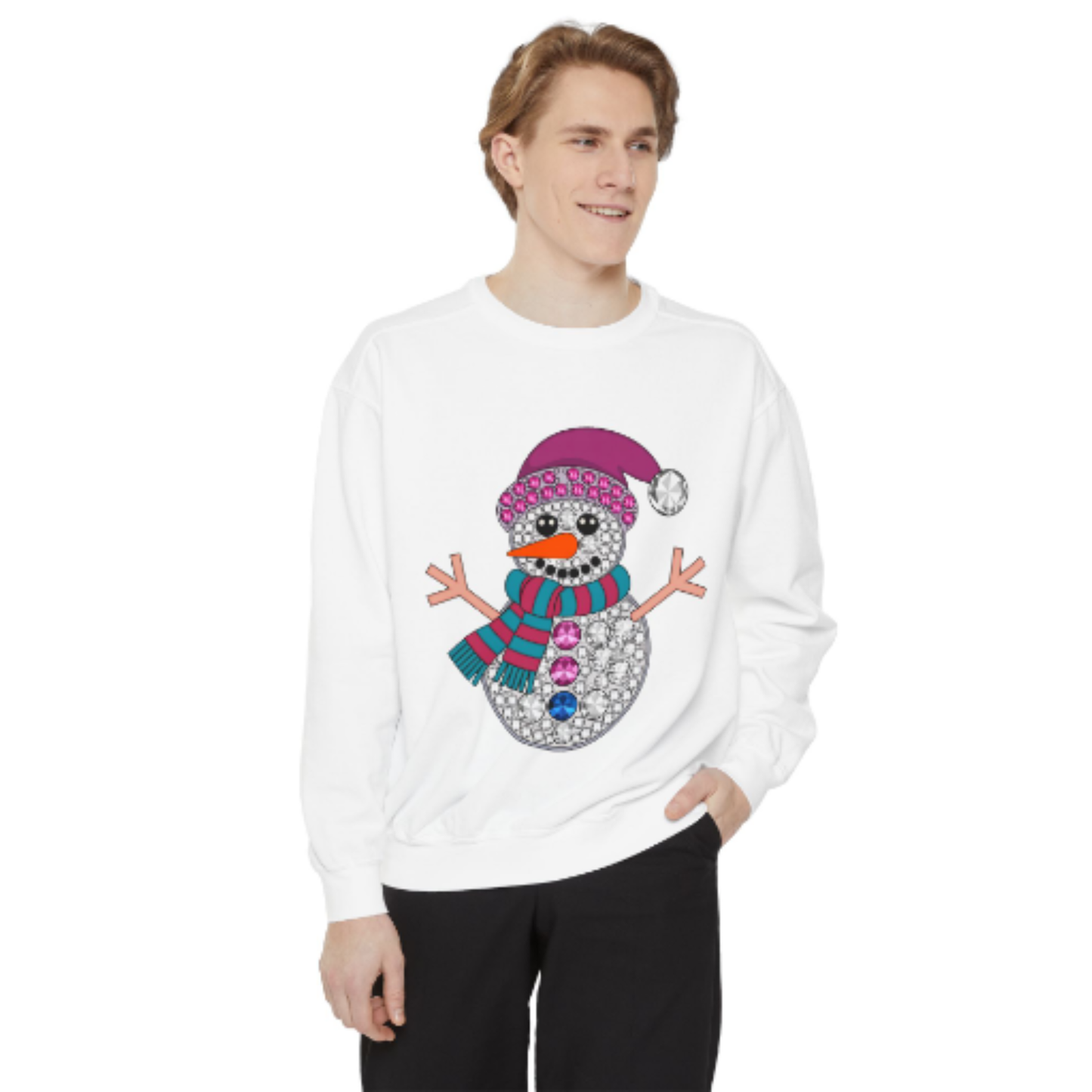 Diamond Snowman Crew Neck longsleeve sweatshirt