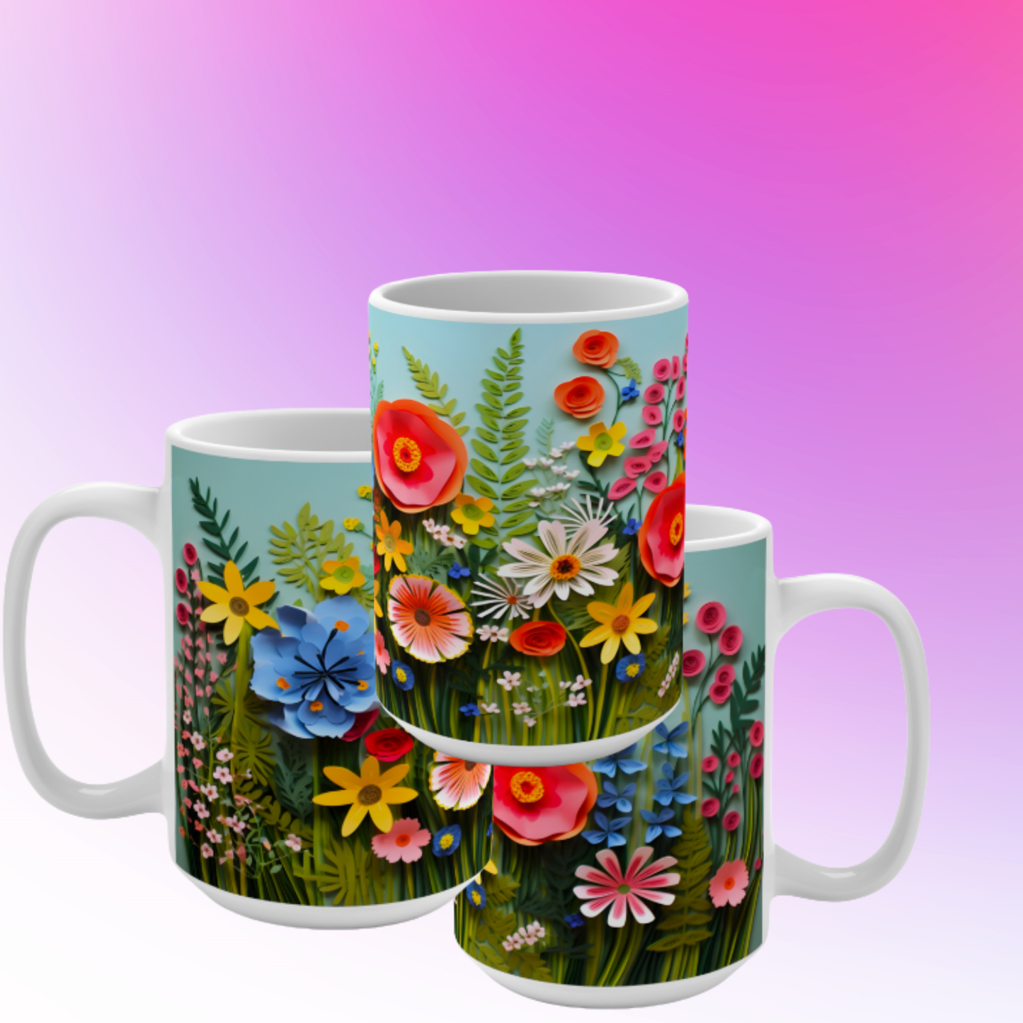 Floral Coffee Mug 15 OZ