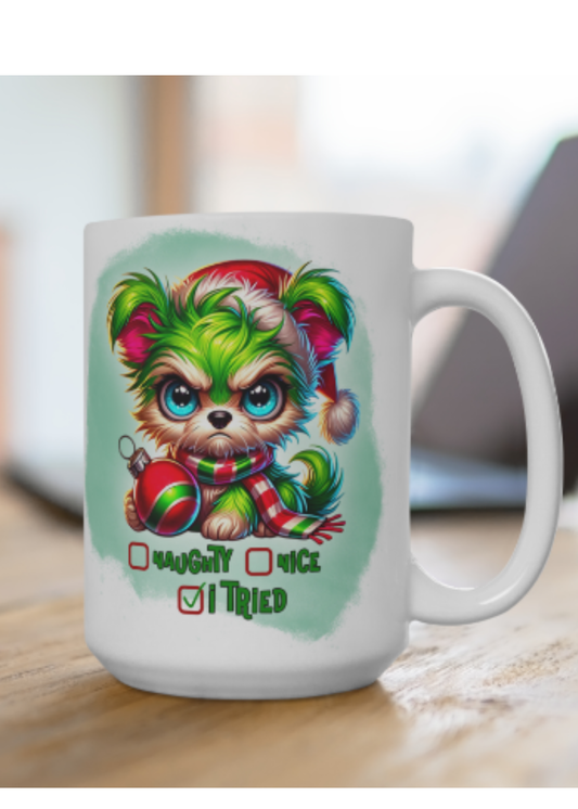 Naughty Green Dog Coffee Mug 15 OZ