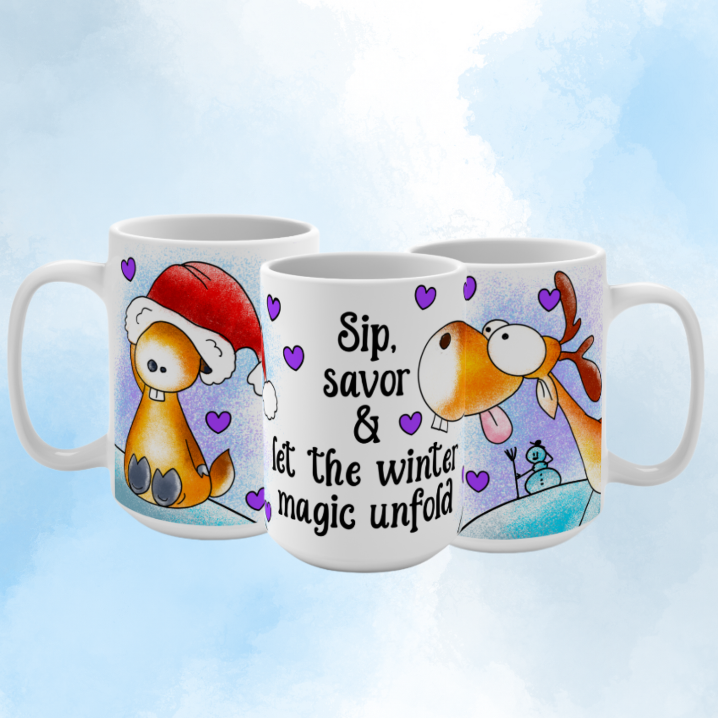 Cute Reindeers Coffee Mug 15 OZ